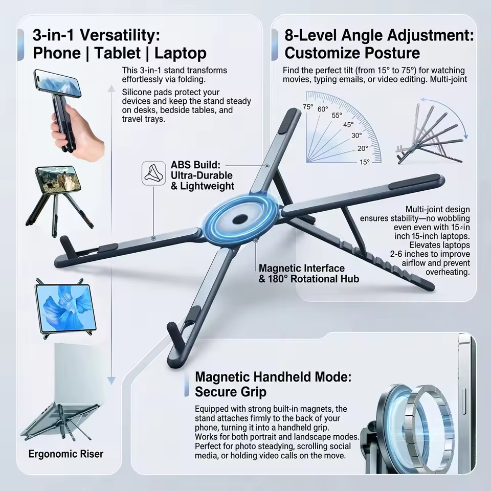 Tablet Holder Accessories - حامل هاتف مغناطيسي محمول وعصا سيلفي