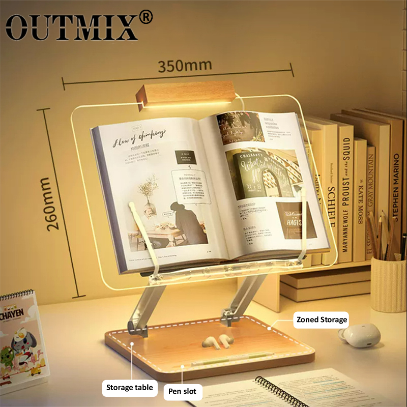 Tablet Holder Accessories - حامل قراءة خشبي مع إضاءة، حامل